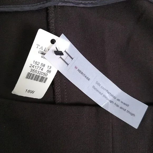 TALBOTS NWT Heritage Womens Slacks Chocolate Brown Side Zip Sz 16 Career Preppy - Picture 6 of 8